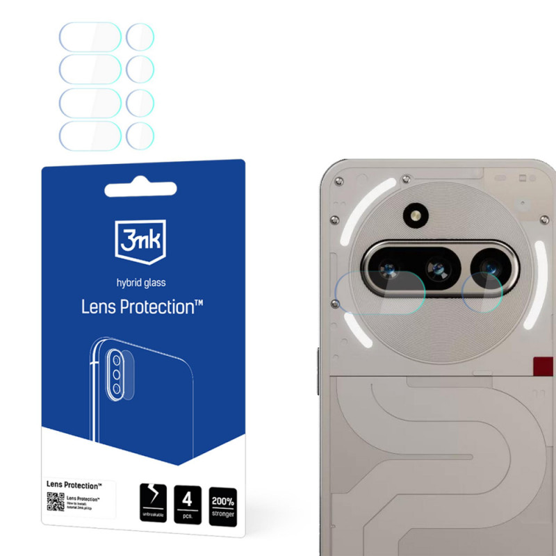 3MK Lens Protection cristal híbrido para la lente de la cámara del Nothing Phone (3a) (4 uds.)