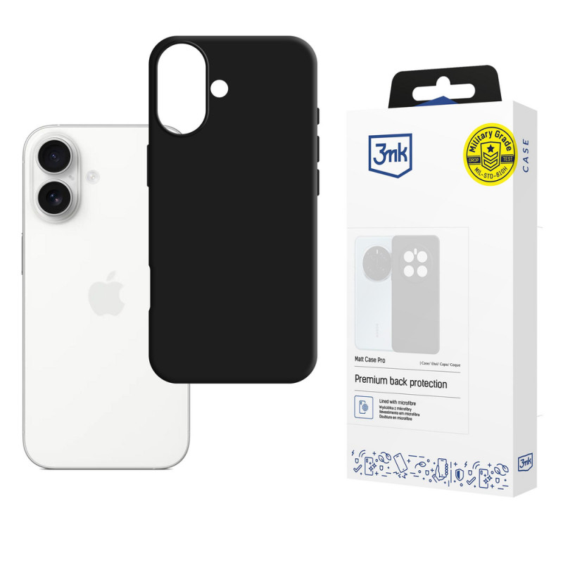 3mk Matt Case Pro funda para Apple iPhone 17, negra mate