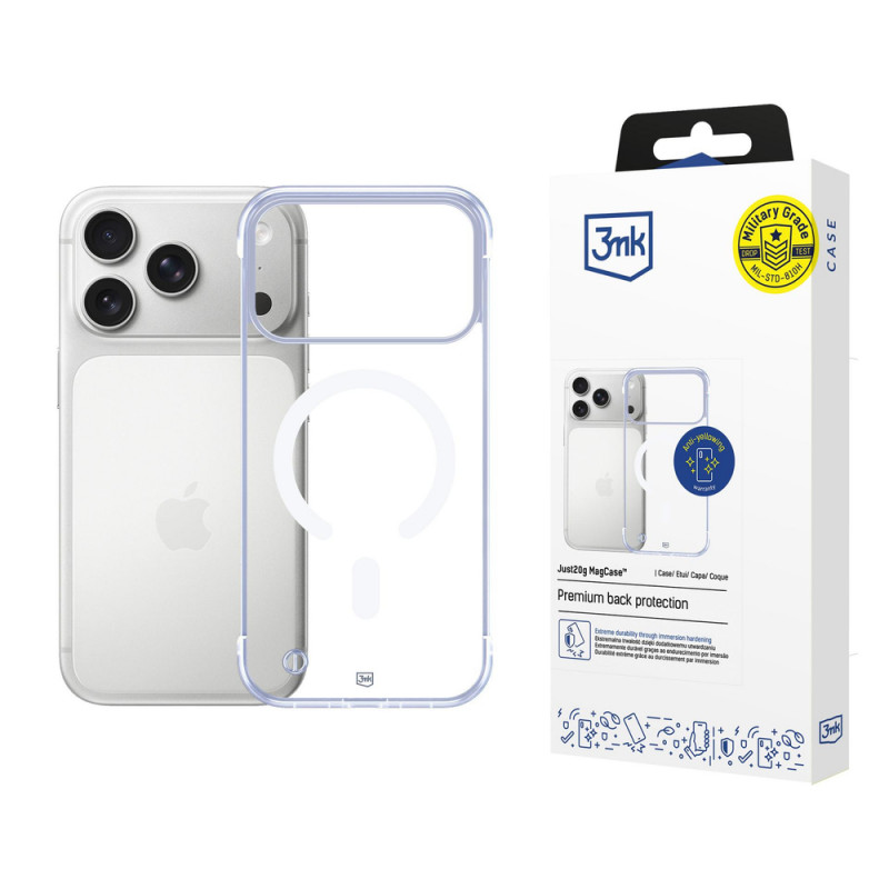 3mk Just20g MagCase funda para Apple iPhone 17 Pro Max, transparente, policarbonato