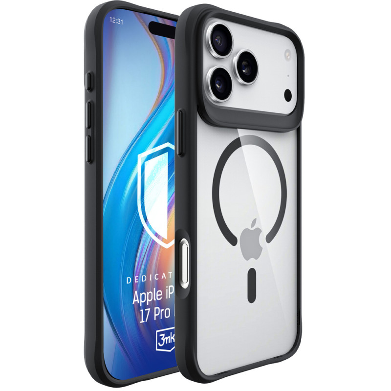 3mk Satin Armor MagCase funda para Apple iPhone 17 Pro Max, transparente negra