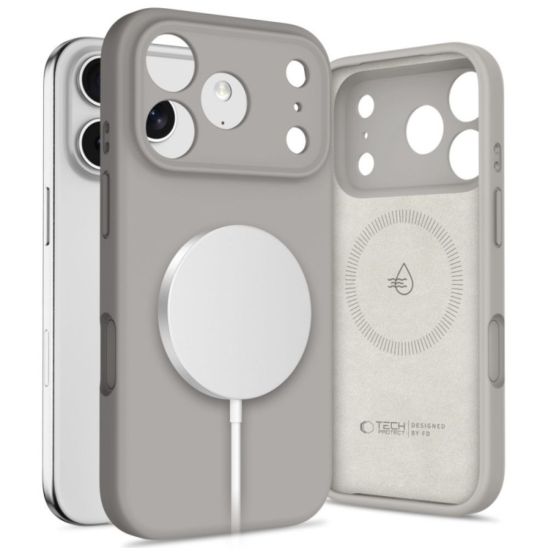 Tech-Protect Silicone MagSafe funda para Apple iPhone 17 Pro, gris piedra