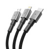 Tech-Protect UltraBoost DNA cable 3 en 1 de USB-A a Lightning / USB-C / Micro-USB, 3 A, 120 cm, gris hierro