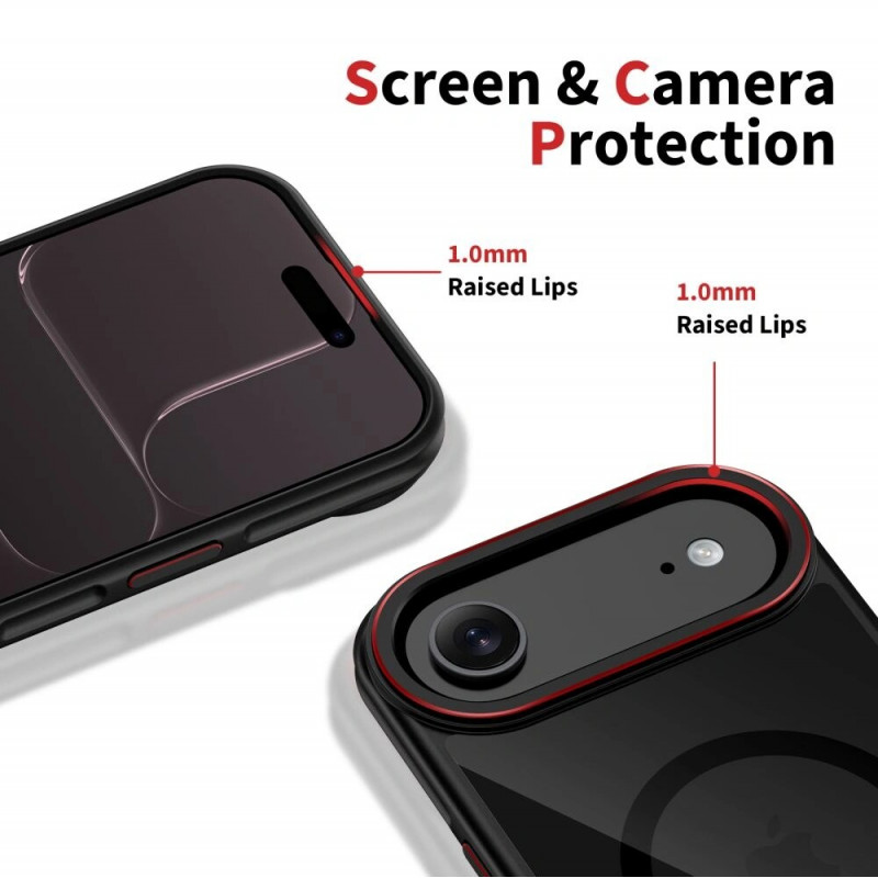 Tech-Protect MagHybrid MagSafe funda para Apple iPhone Air, negro/rojo