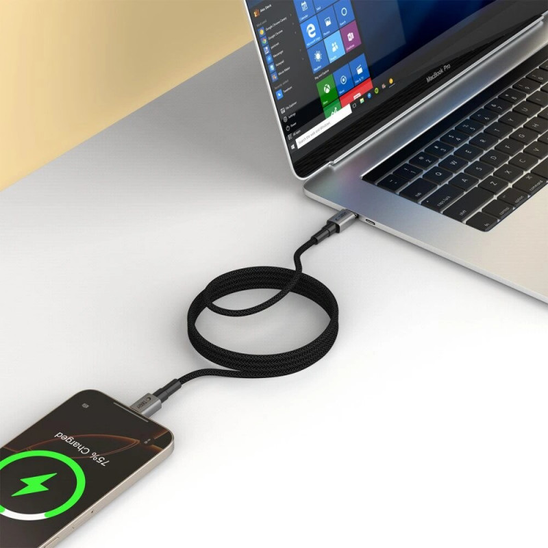 Tech-Protect Ultraboost DNA MagTwist cable USB-C PD 100W / 5A, 200 cm, gris hierro