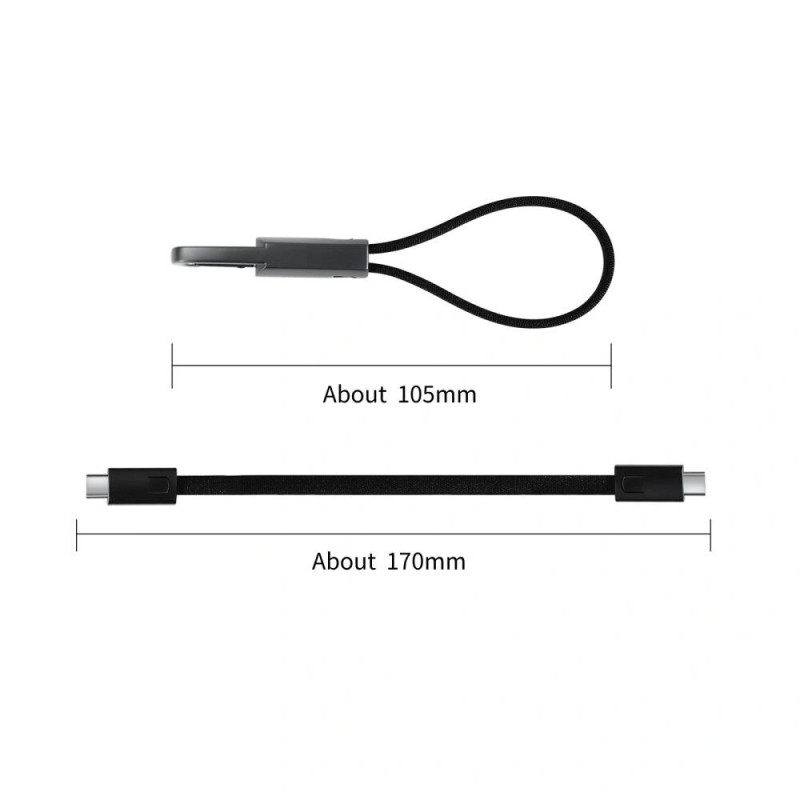 Tech-Protect Ultraboost DNA cable llavero USB-C a USB-C PD 60W / 3A, 17 cm, gris hierro