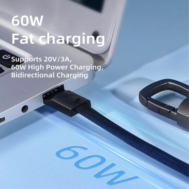 Tech-Protect Ultraboost DNA cable llavero USB-C a USB-C PD 60W / 3A, 17 cm, gris hierro