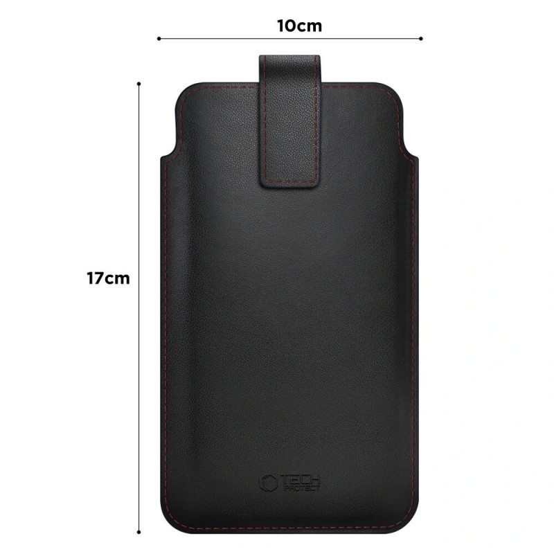 Tech-Protect SM65 funda universal para móvil, 6,0-6,9 pulgadas, piel ecológica, negra y roja