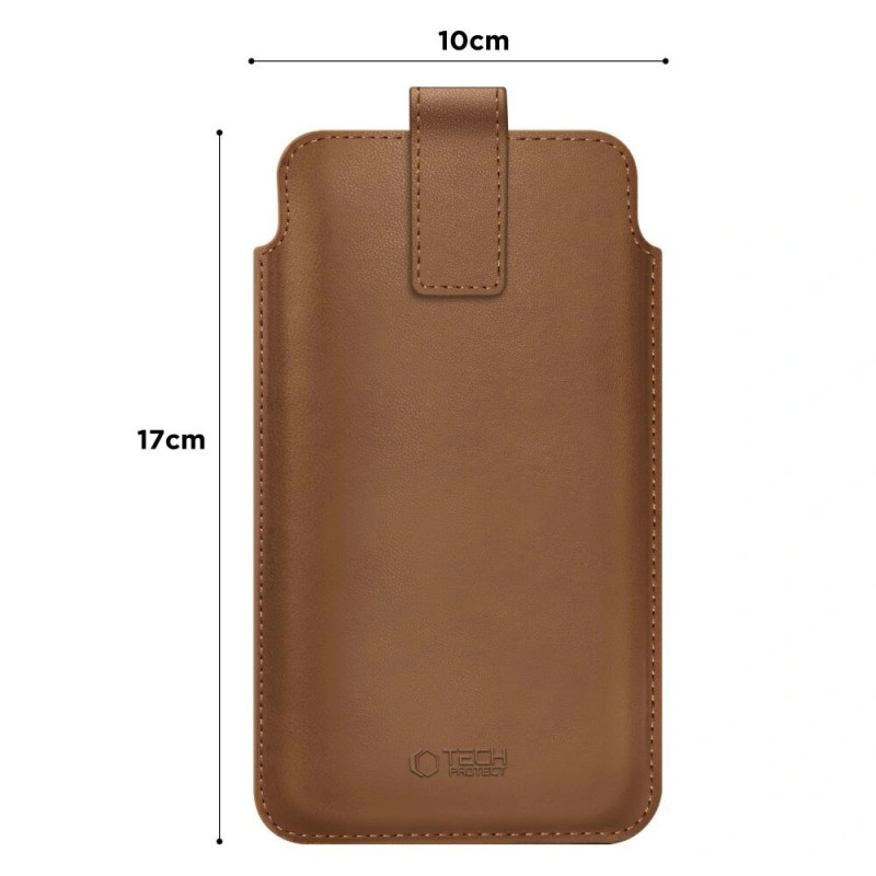 Tech-Protect SM65 funda universal para móvil, 6,0-6,9 pulgadas, piel ecológica, marrón