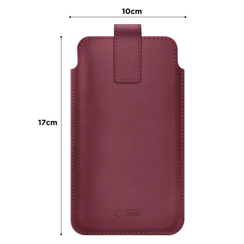 Tech-Protect SM65 funda universal para móvil, 6,0-6,9 pulgadas, piel ecológica, burdeos