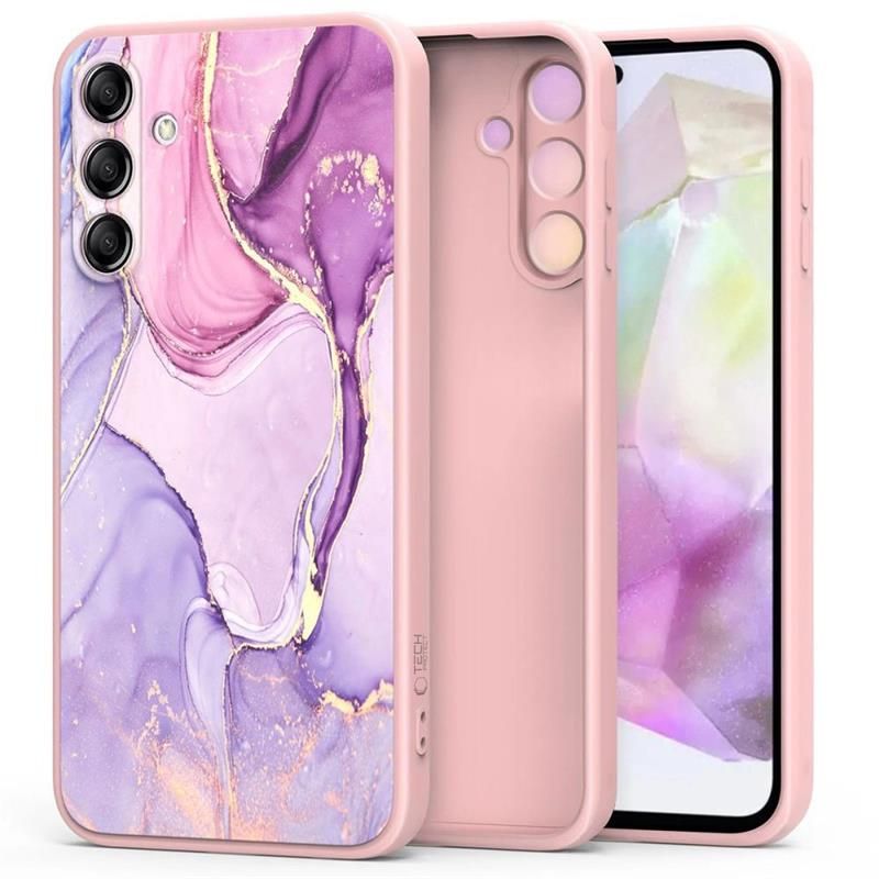 Tech-Protect Icon funda de silicona para Samsung Galaxy S25 FE, mármol, rosa