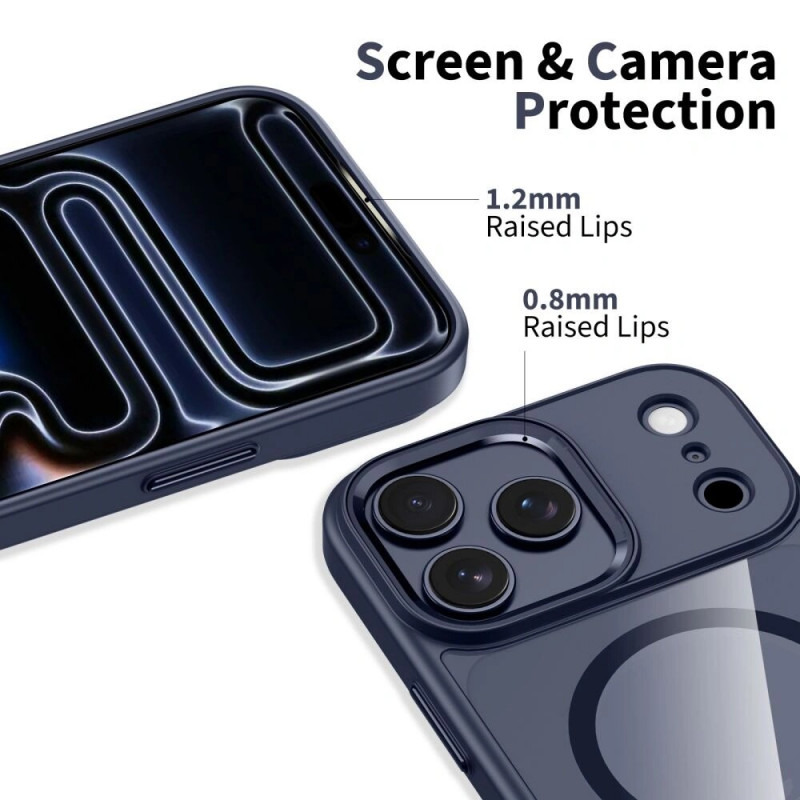 Tech-Protect MagMat MagSafe funda para Apple iPhone 17 Pro, azul profundo/transparente