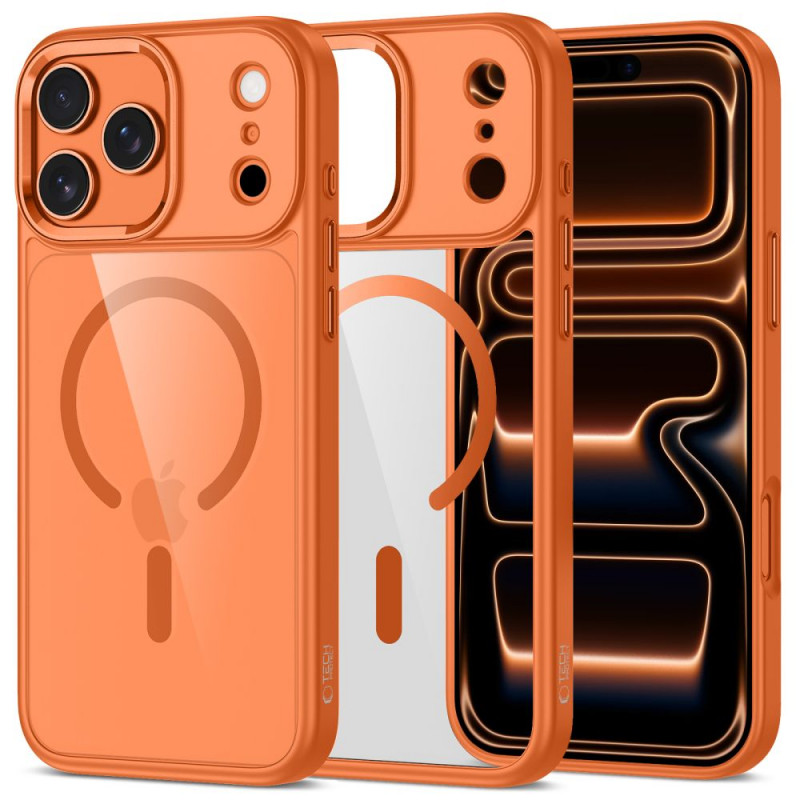 Tech-Protect MagMat MagSafe funda para Apple iPhone 17 Pro Max, naranja cósmico/transparente
