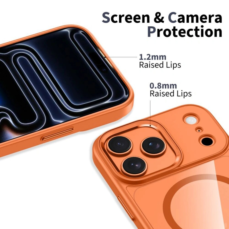 Tech-Protect MagMat MagSafe funda para Apple iPhone 17 Pro Max, naranja cósmico/transparente