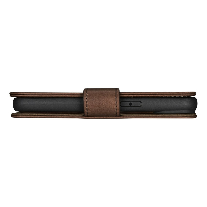 iCarer Oil Wax Wallet Case 2in1 funda con tapa de piel para iPhone 14 Plus, Anti-RFID, marrón (WMI14220723-BN)