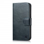 iCarer Oil Wax Wallet Case 2in1 funda con tapa de piel para iPhone 14 Plus, Anti-RFID, azul (WMI14220723-BU)