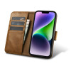 iCarer Oil Wax Wallet Case 2in1 funda con tapa de piel para iPhone 14 Plus, Anti-RFID, marrón (WMI14220723-TN)