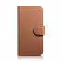 iCarer Wallet Case 2in1 funda con tapa de piel para iPhone 14 Plus, Anti-RFID, marrón (WMI14220727-BN)