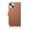 iCarer Wallet Case 2in1 funda con tapa de piel para iPhone 14 Plus, Anti-RFID, marrón (WMI14220727-BN)