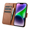 iCarer Wallet Case 2in1 funda con tapa de piel para iPhone 14 Plus, Anti-RFID, marrón (WMI14220727-BN)