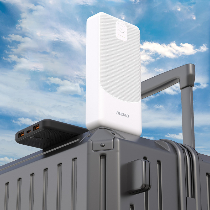 Batería externa Dudao K10 de 10000 mAh, 2 x USB-A, 2,4 A, blanca