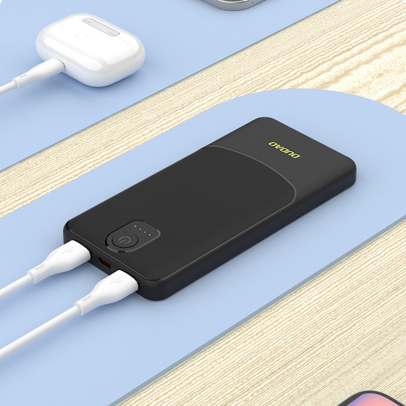 Batería externa Dudao K10 de 10000 mAh, 2 x USB-A, 2,4 A, blanca