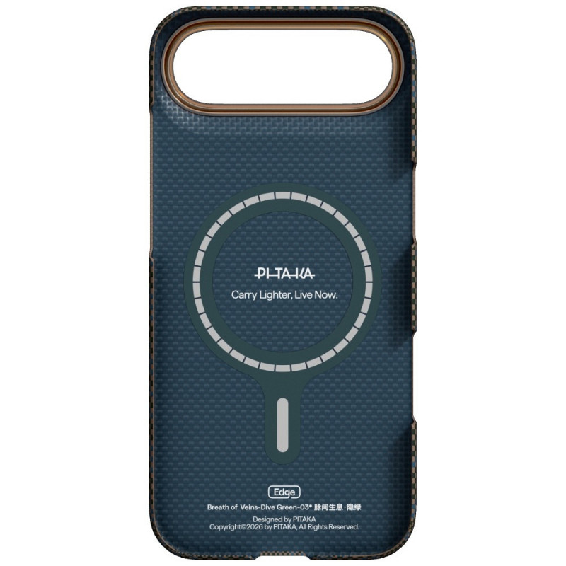 PITAKA Edge Case Breath of Veins funda para Apple iPhone Air, dive green