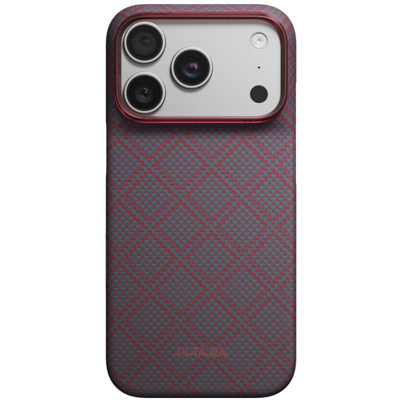 PITAKA Edge Case Argyle MagSafe funda para Apple iPhone 18 Pro / 17 Pro, azul y rojo
