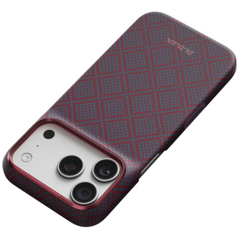 PITAKA Edge Case Argyle MagSafe funda para Apple iPhone 18 Pro / 17 Pro, azul y rojo