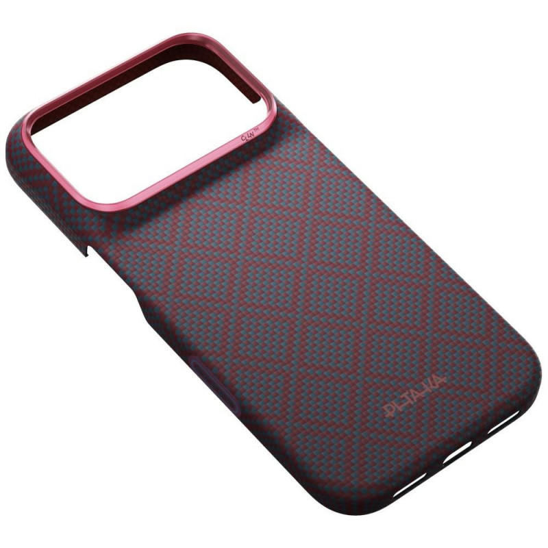 PITAKA Edge Case Argyle MagSafe funda para Apple iPhone 18 Pro / 17 Pro, azul y rojo