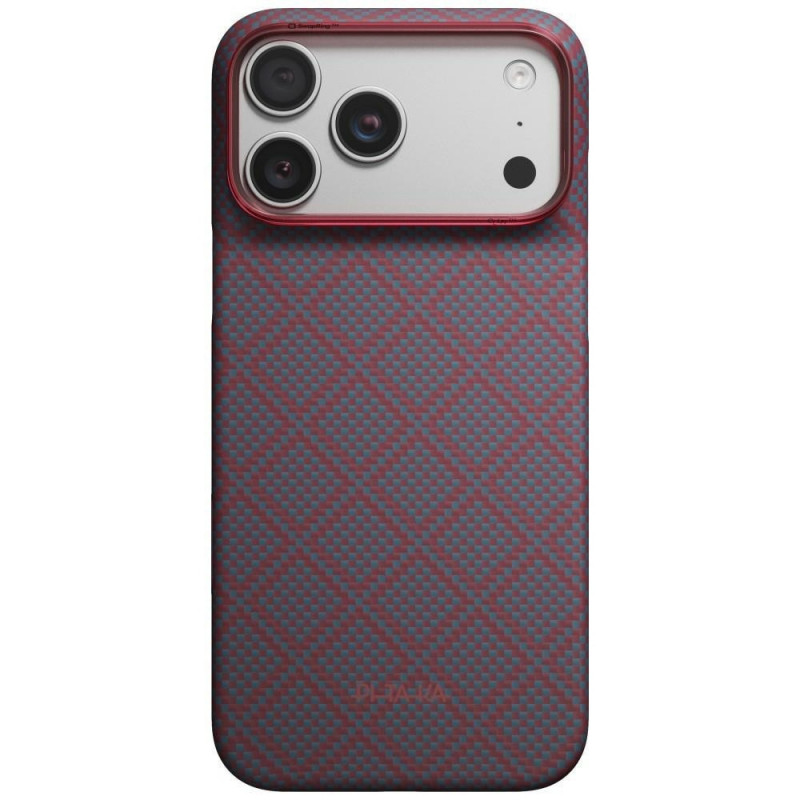 PITAKA Edge Case Argyle MagSafe funda para Apple iPhone 18 Pro Max / 17 Pro Max, azul y rojo