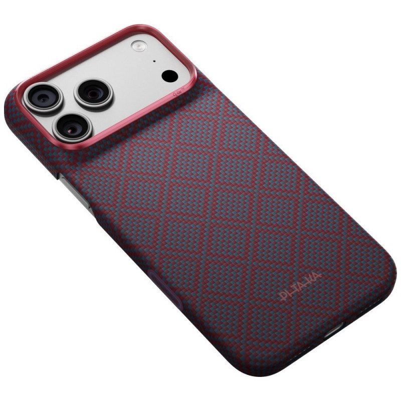PITAKA Edge Case Argyle MagSafe funda para Apple iPhone 18 Pro Max / 17 Pro Max, azul y rojo