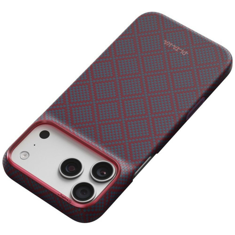 PITAKA Edge Case Argyle MagSafe funda para Apple iPhone 18 Pro Max / 17 Pro Max, azul y rojo