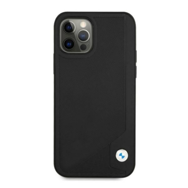 BMW BMHCP12LRCDPK Apple iPhone 12 Pro Max funda rígida Leather Deboss, negra