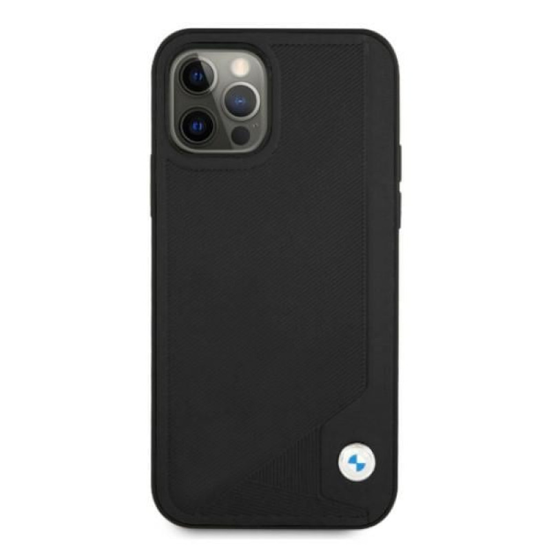 BMW BMHCP12MRCDPK Apple iPhone 12 / 12 Pro funda rígida Leather Deboss, negra