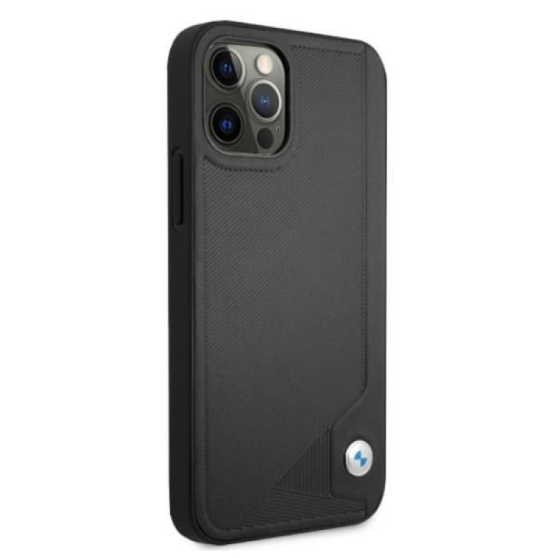 BMW BMHCP12MRCDPK Apple iPhone 12 / 12 Pro funda rígida Leather Deboss, negra