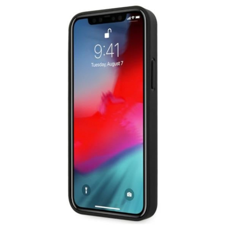 BMW BMHCP12MRCDPK Apple iPhone 12 / 12 Pro funda rígida Leather Deboss, negra