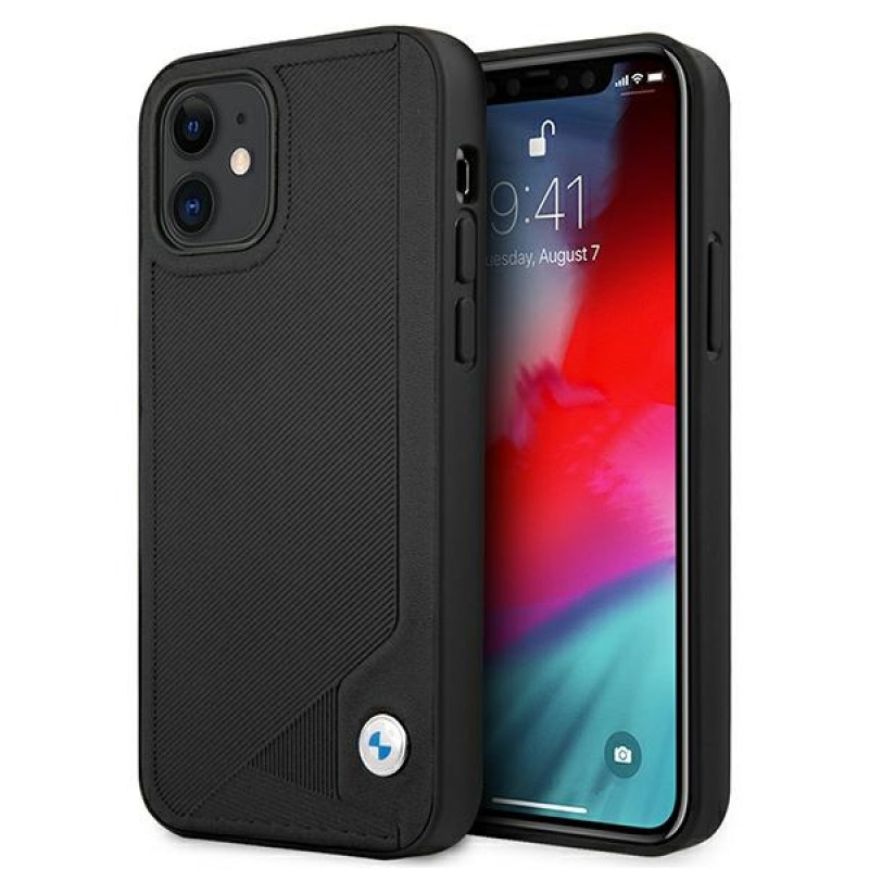 Funda rígida BMW BMHCP12SRCDPK Apple iPhone 12 mini Leather Deboss, negra