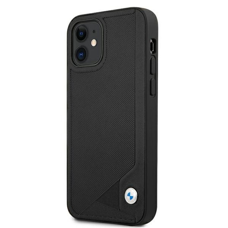 Funda rígida BMW BMHCP12SRCDPK Apple iPhone 12 mini Leather Deboss, negra