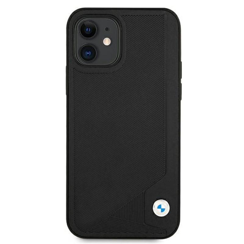 Funda rígida BMW BMHCP12SRCDPK Apple iPhone 12 mini Leather Deboss, negra