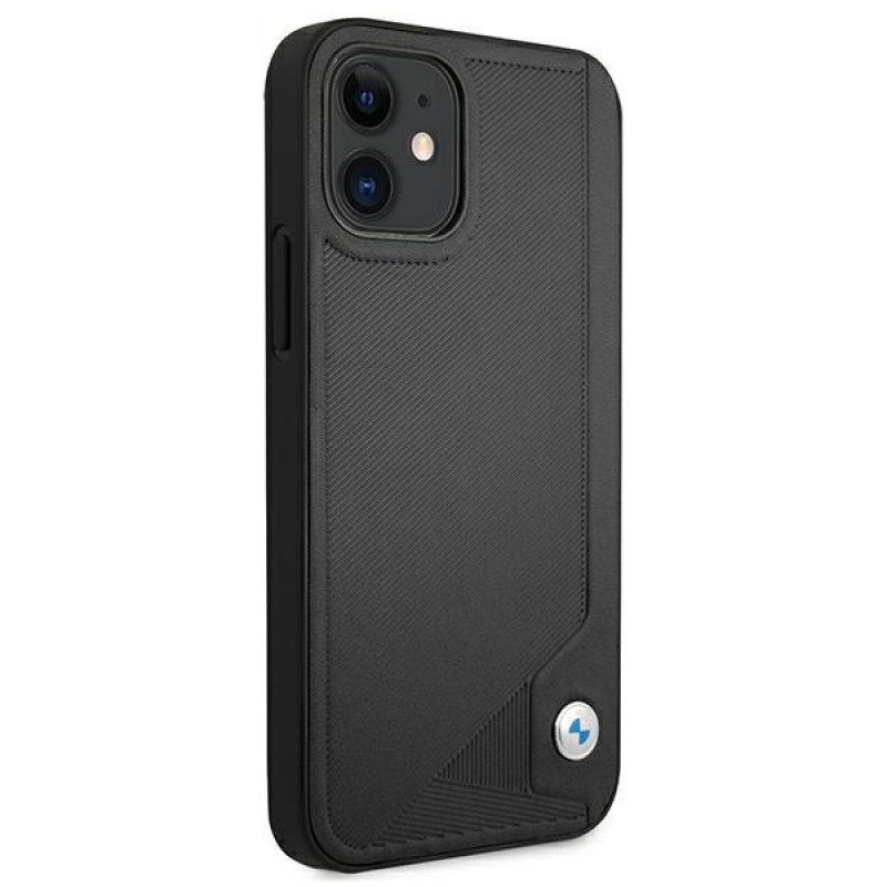Funda rígida BMW BMHCP12SRCDPK Apple iPhone 12 mini Leather Deboss, negra