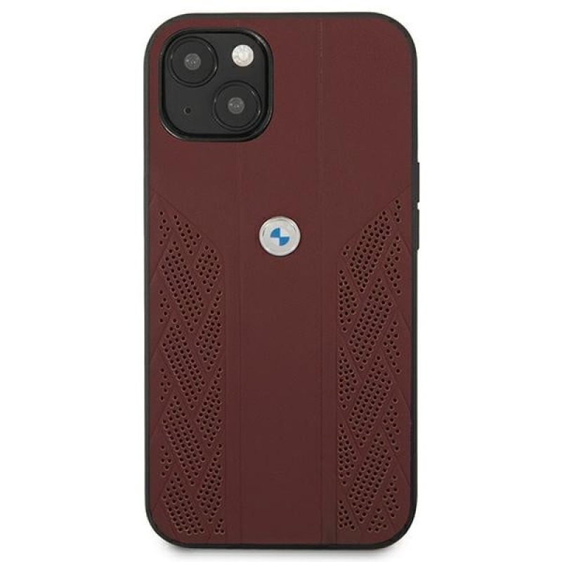 Funda rígida BMW BMHCP13SRSPPR Apple iPhone 13 mini Leather Curve Perforate, roja