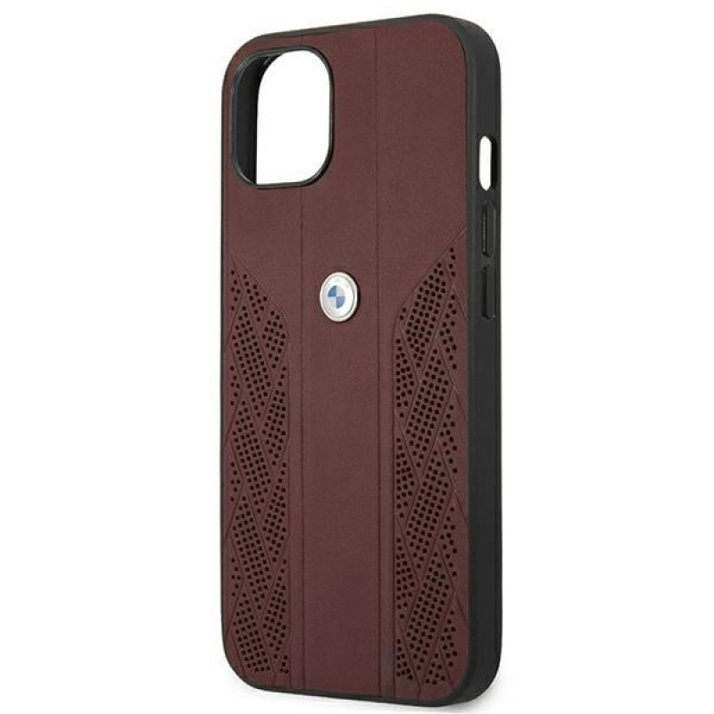 Funda rígida BMW BMHCP13SRSPPR Apple iPhone 13 mini Leather Curve Perforate, roja