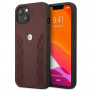 BMW BMHCP13MRSPPR Apple iPhone 13 funda rígida Leather Curve Perforate, roja
