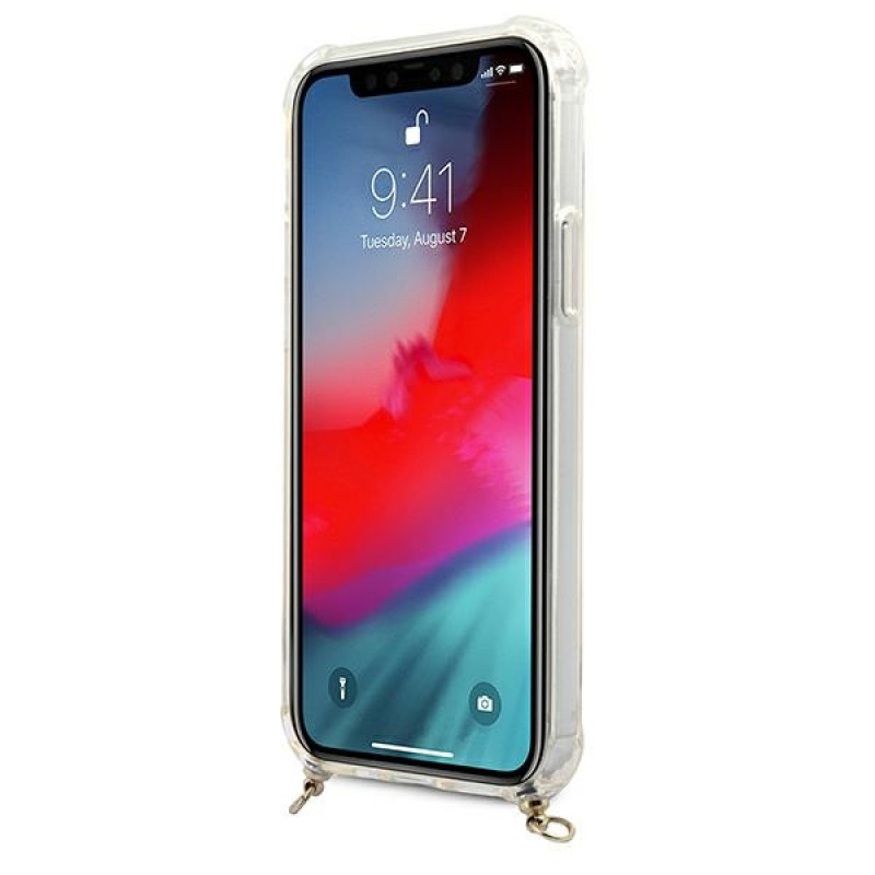 Guess GUHCP12MKC4GSGO Funda rígida para Apple iPhone 12 / 12 Pro 4G Gold Chain, Transparente