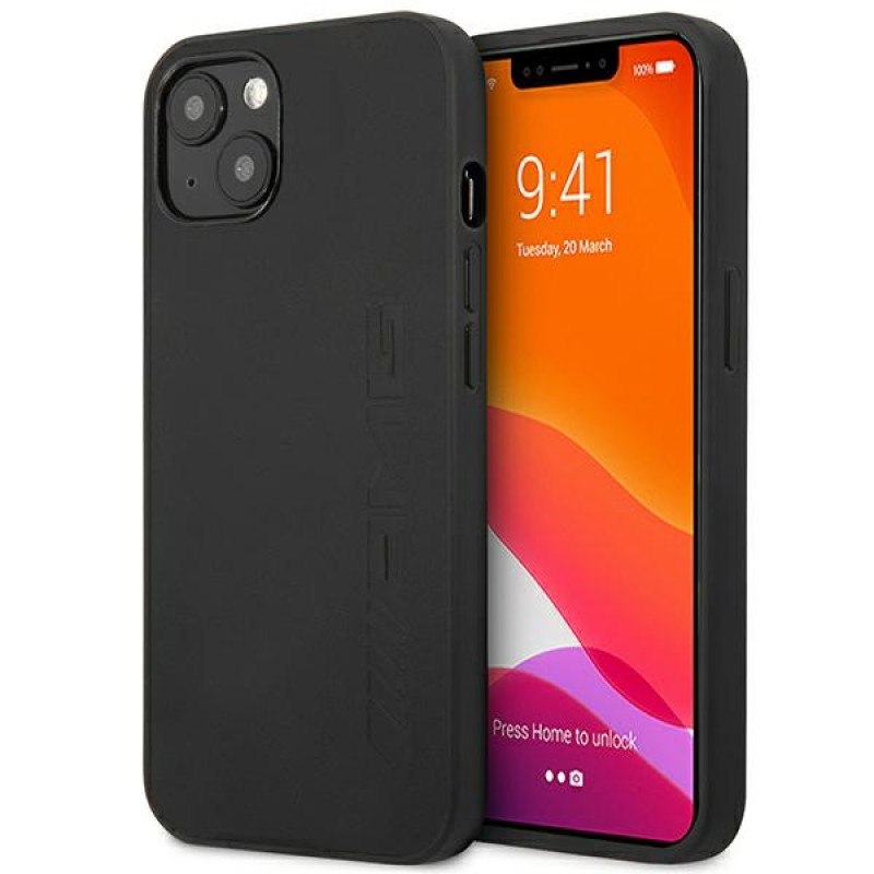 Mercedes-AMG AMHCP14MDOLBK Funda rígida Apple iPhone 14 Plus / 15 Plus Leather Hot Stamped, negra