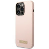 Funda compatible con MagSafe Guess de silicona con logo metálico para Apple iPhone 14 Pro, rosa