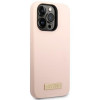 Funda compatible con MagSafe Guess de silicona con logo metálico para Apple iPhone 14 Pro, rosa