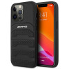 Mercedes-AMG AMHCP14LGSEBK Funda rígida para Apple iPhone 14 Pro, Leather Debossed Lines, negra