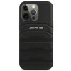 Mercedes-AMG AMHCP14LGSEBK Funda rígida para Apple iPhone 14 Pro, Leather Debossed Lines, negra