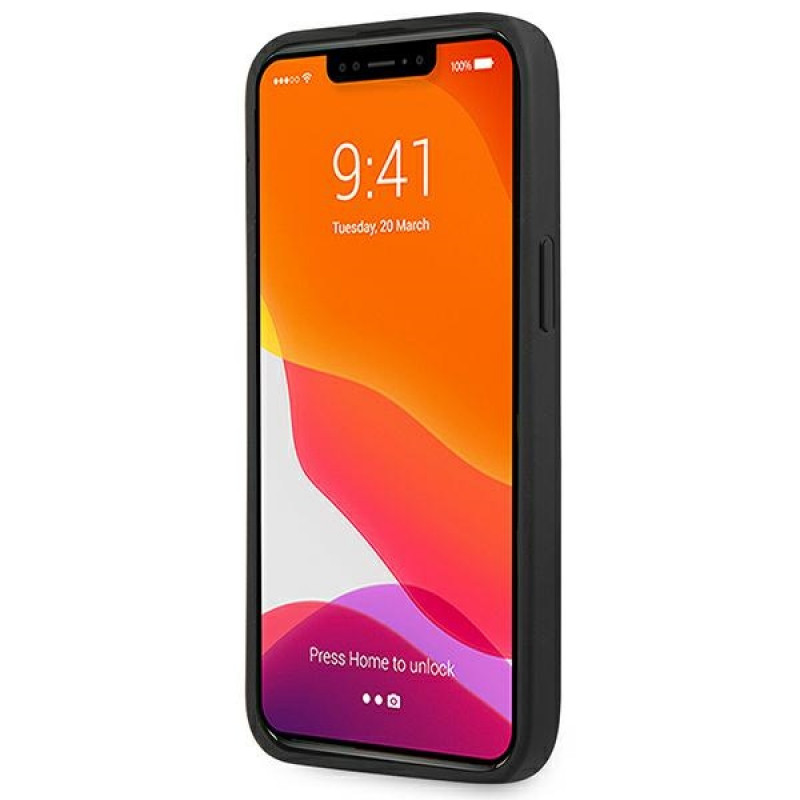 Mercedes-AMG AMHCP14LGSEBK Funda rígida para Apple iPhone 14 Pro, Leather Debossed Lines, negra